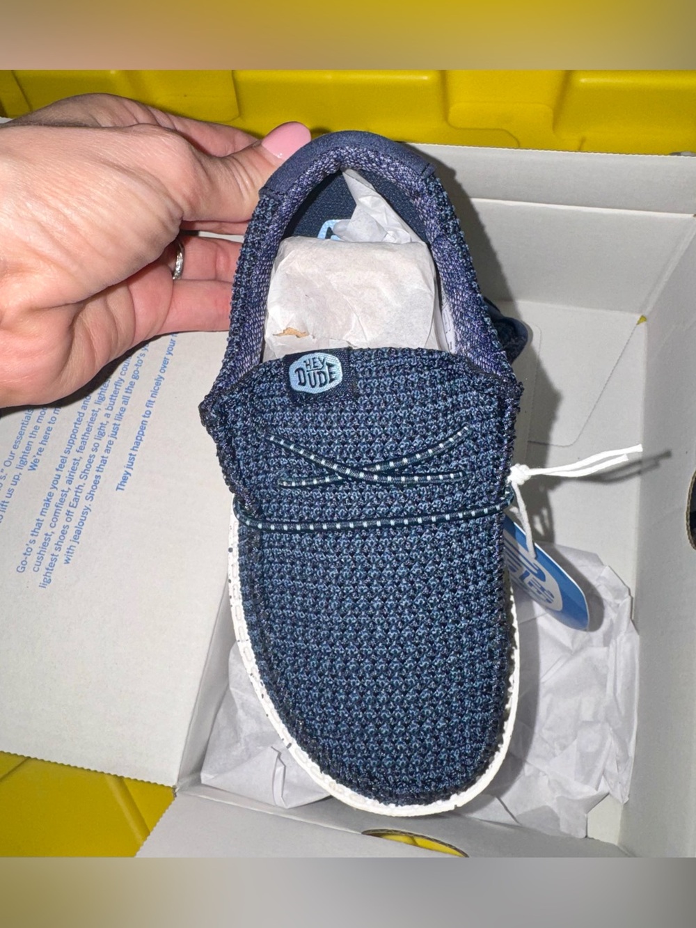 NWT Hey Dude Kids Navy Blue Woven Slip-On Moccasin Toddler Sport Mesh